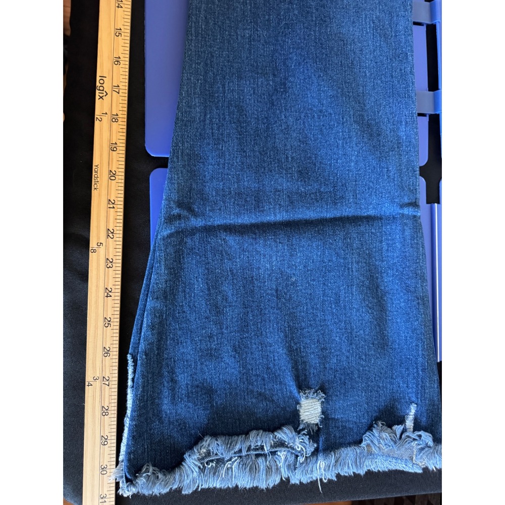 Kancan Flare Jeans Women 16 Blue Excellent Distressed Button Fly Raw Hem - Picture 8 of 14